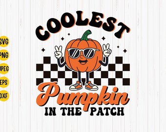 La calabaza más genial del huerto SVG: Archivo de corte retro de Halloween otoñal