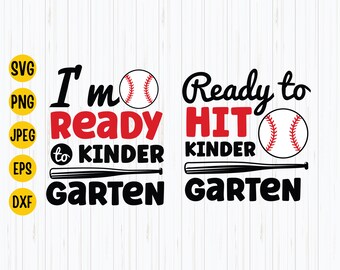Ready To Hit Kindergarten Baseball SVG Bundle (Digital Download)