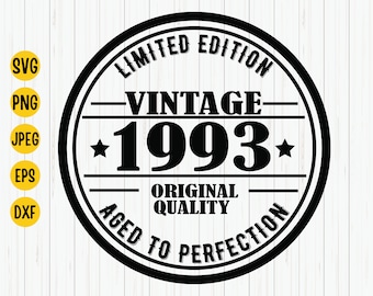 Vintage 1993 Birthday SVG Design: Shirt, Mug, Poster (Digital Download)