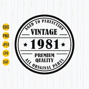Vintage 1981 Geburtstag SVG: Aged to Perfection Design (Digitaler Download)