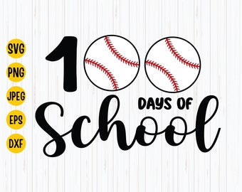 Archivo SVG de béisbol de 100 días de clases: corte para profesor (descarga digital)