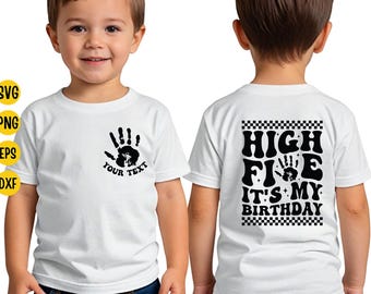 Gepersonaliseerde 5e verjaardag jongen SVG: High Five retro design (digitale download)