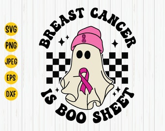 Breast Cancer Awareness Ghost Svg: Halloween Pink Ribbon Design (Digital Download)