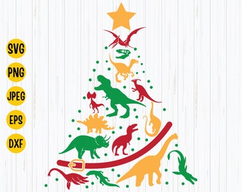 Christmas Dinosaur Tree SVG: Holiday Kids Shirt Design (Digital Download)