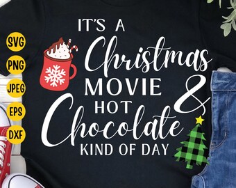 Christmas Movie & Hot Chocolate SVG: Holiday Pajama Design (Digital Download)
