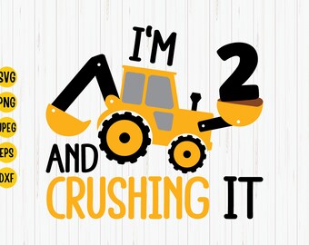 Construction 2nd Birthday SVG: Excavator Shirt Design (Digital Download)