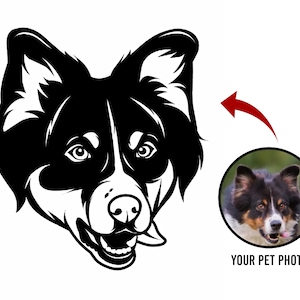 Custom Pet Portrait, Digital Art File, Simple dog drawing, Siluet Art Portrait, Custom Pet Silhouette Portrait From Photo