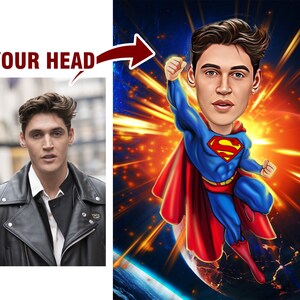 Superhelden-Porträt, Holen Sie sich Ihr eigenes Superhelden-Porträt von Ihrem Foto, Superhelden-Karikatur, Benutzerdefiniertes Superhelden-Porträt, Geschenke für Kinder