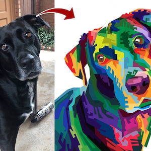 Pet Portrait, Colorful Pet Portrait, Custom Pet Portrait, Custom Dog Portrait, Custom Cat Portrait, Cat Lover Gift, Pet Drawing