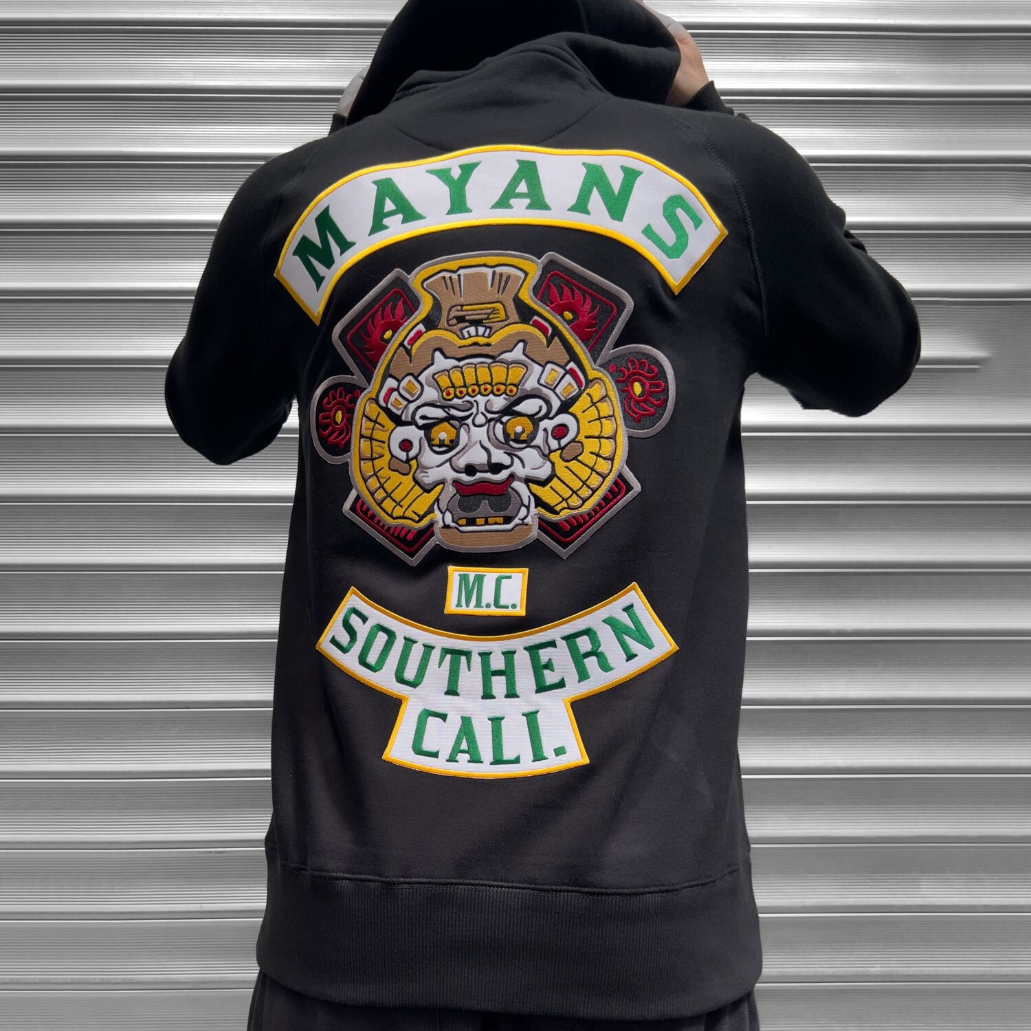 MAYANS MC FULL BACK EMBROIDERED PATCH SET 7 PIECE BLACK