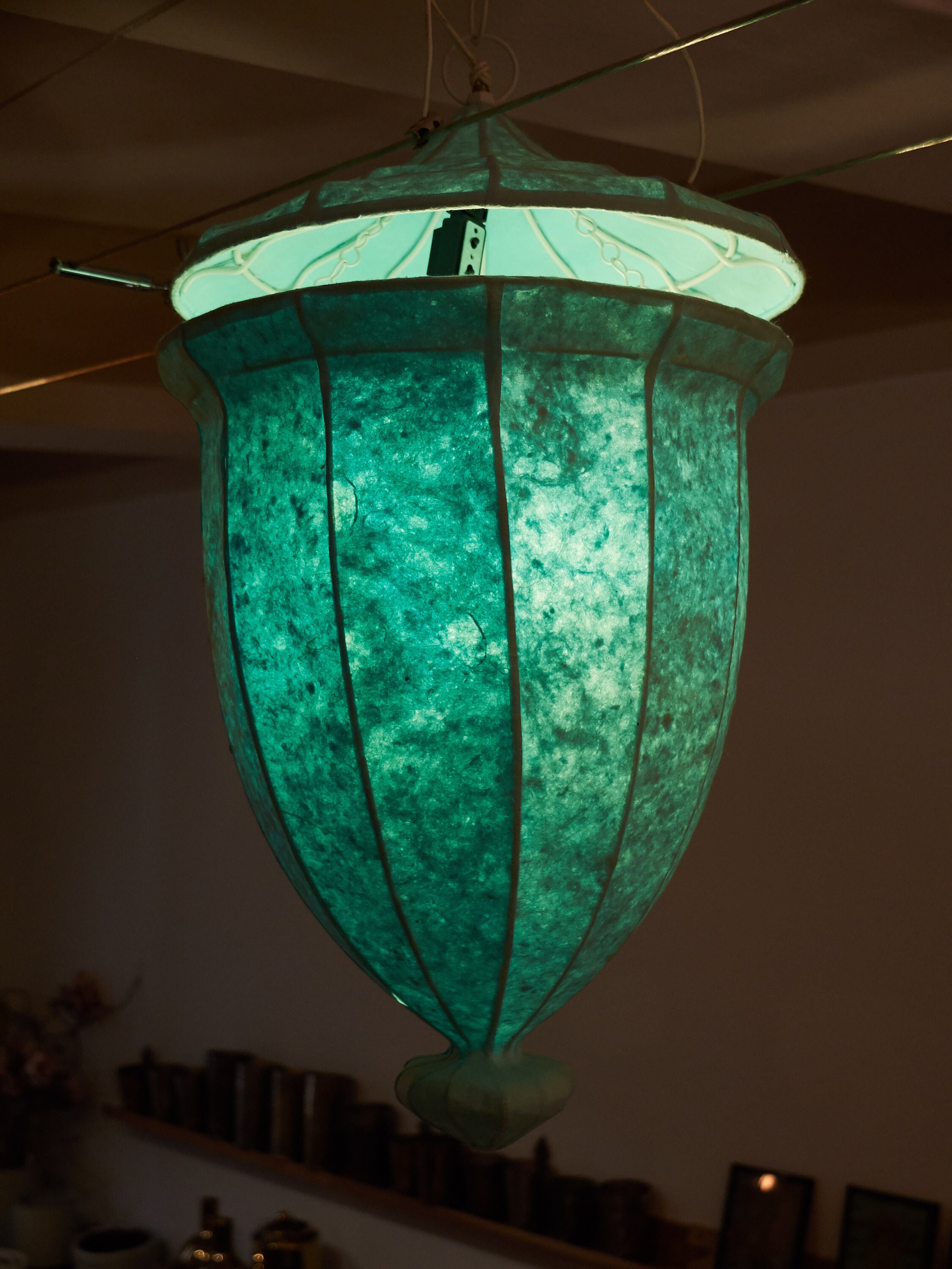 Lampe Indienne Idli en Papier Bleu