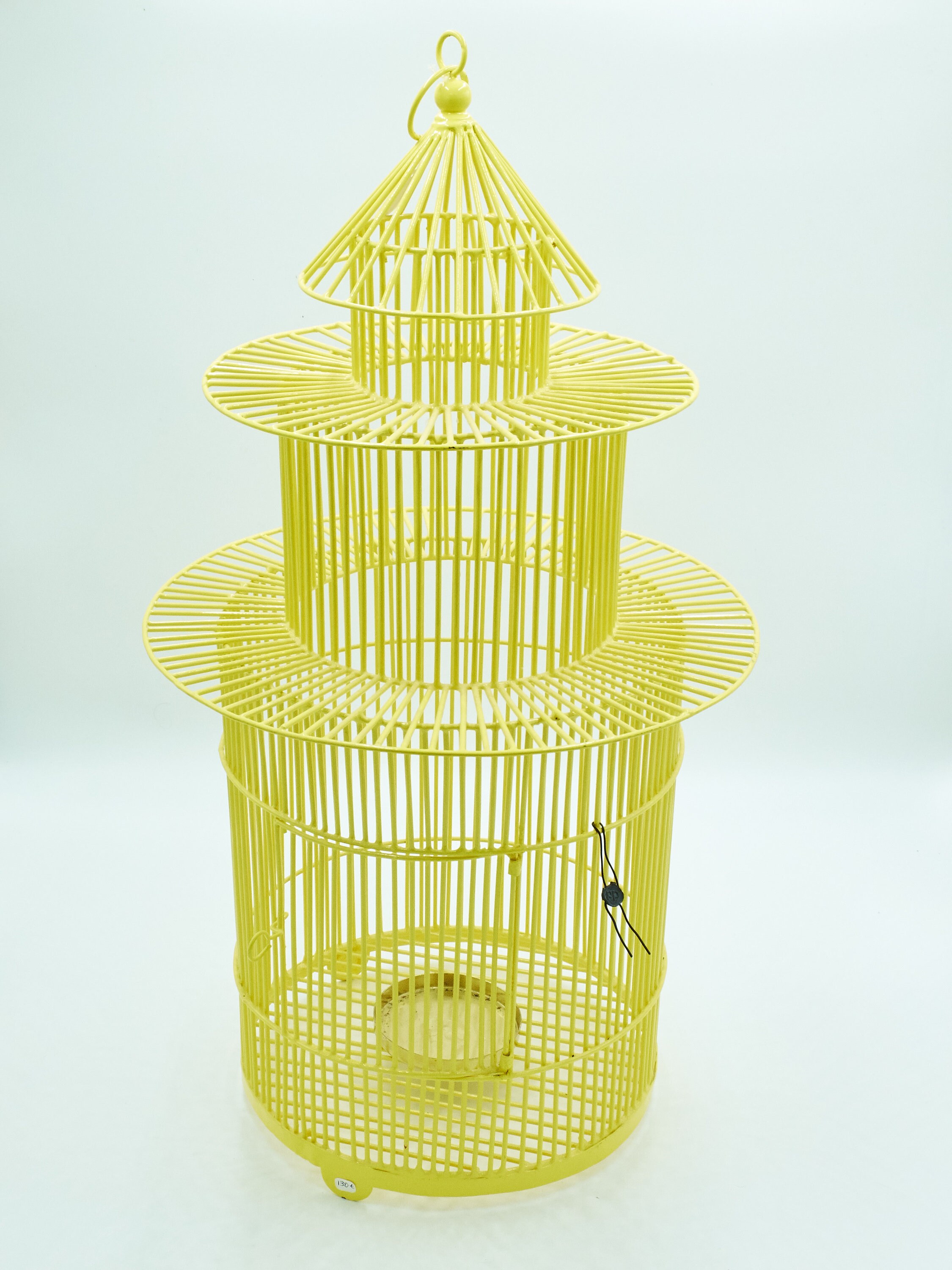 Cage à Oiseau Jaune en Métal