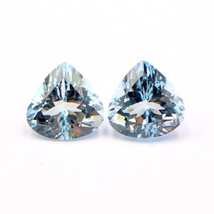4.50 Cts 9x9 MM, Natural Pair Heart Cut Aquamarine, Faceted Aquamarine Gemstone, Wholesale Aquamarine Loose, Rare Aquamarine For Jewellery