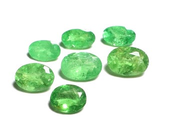 2.80 Carat Natural Tsavorite Garnet Faceted Cut Lot, Loose Gemstone, Green Oval Tsavorite Garnet Cut Lot, January Birthstone, 6X4 To 5X3 MM