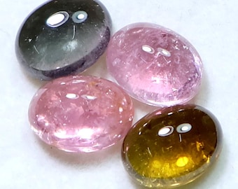 Multi Tourmaline Oval Cabochon Lot, 18 Carat Natural Loose Gemstone (12x9 MM)