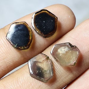 Multi-Color Tourmaline Slice Lot: Natural Gemstone for Earrings (9.15 Ct, 9.50X8-10X9 MM
