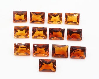 Citrino natural de Madeira de 21,35 quilates: lote de gemas rectangulares de color naranja (8 x 6 mm).