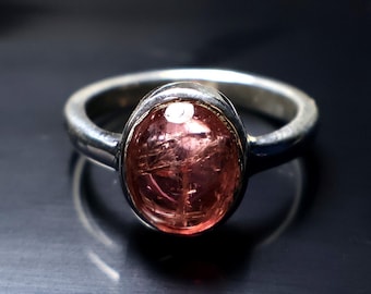 Pink Tourmaline Ring: 925 Sterling Silver Gemstone Jewelry 7 US