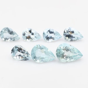 Lot 4.80 Carat Natural Aquamarine Pear Cut 4.5x6.5 mm to 9x6 mm Aquamarine Gemstone March Birthstone Loose Aquamarine Stone Aquamarine