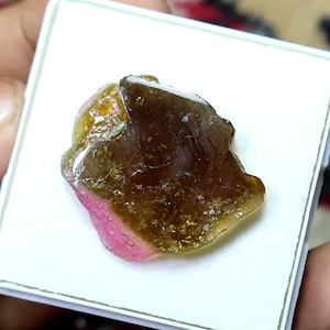 Natural Watermelon Tourmaline Slice: 23.30 Ct Loose Gemstone, 36x23 mm