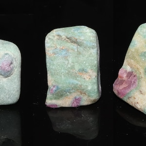 Natural Raw Ruby Zoisite Rough Gemstone Crystal for Healing & Collecting, Unpolished Ruby in Zoisite Mineral Specimen, Genuine Rough Stone