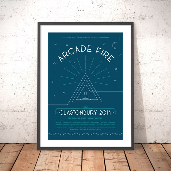 Arcade Fire Glastonbury 14 Art Print Music Poster Etsy Finland