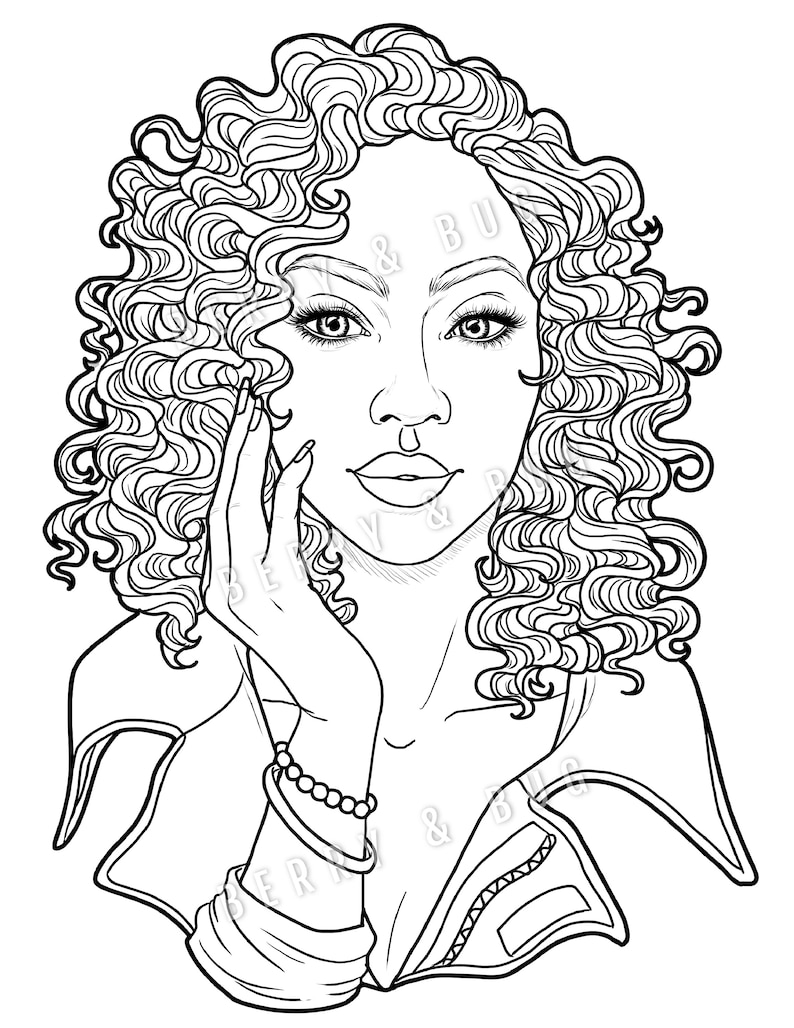 Adult Coloring Page Woman Portrait Coloring Book Illustration Coloring ...