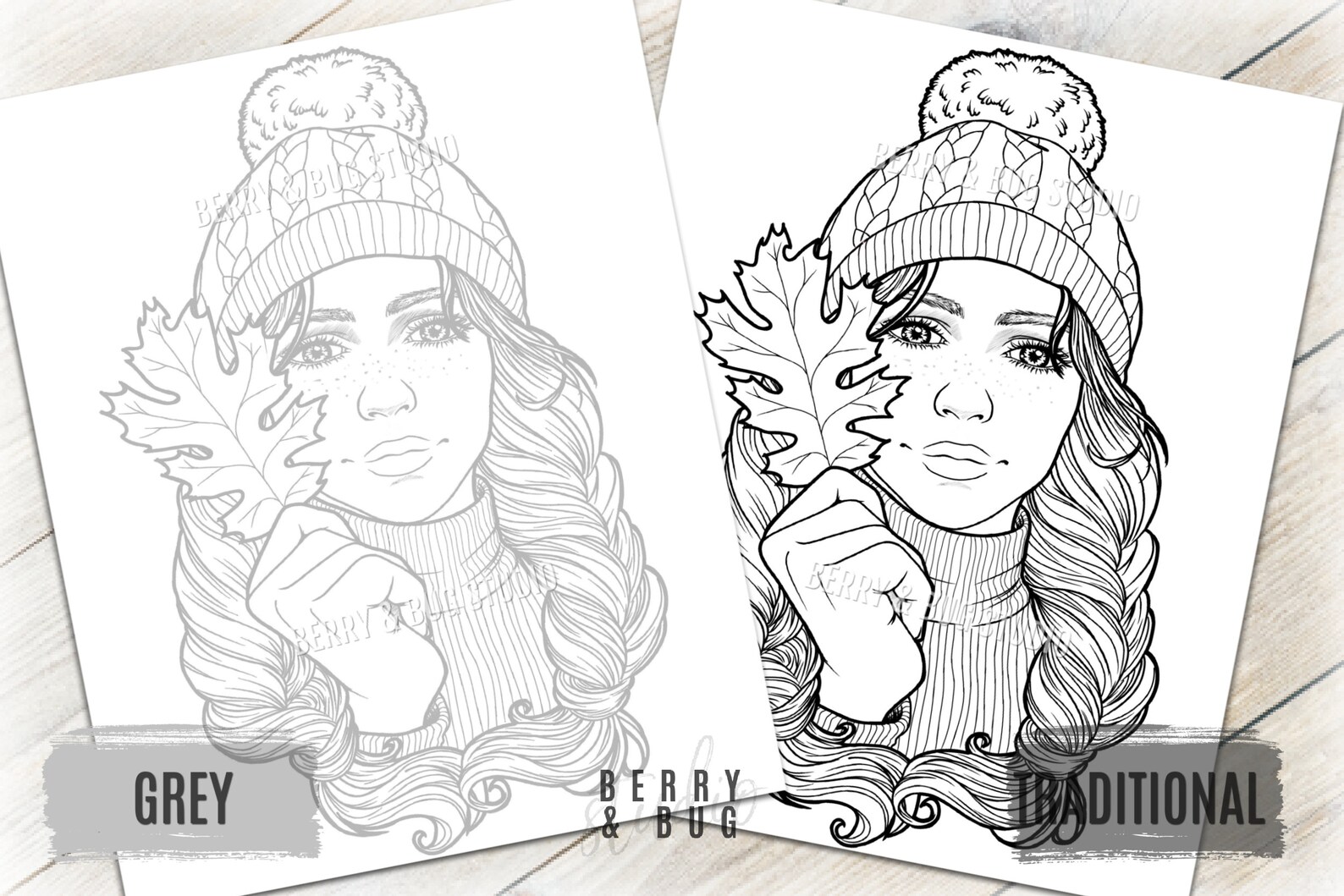 Fall Girl Coloring Page Printable Adult Coloring Page Fall | Etsy