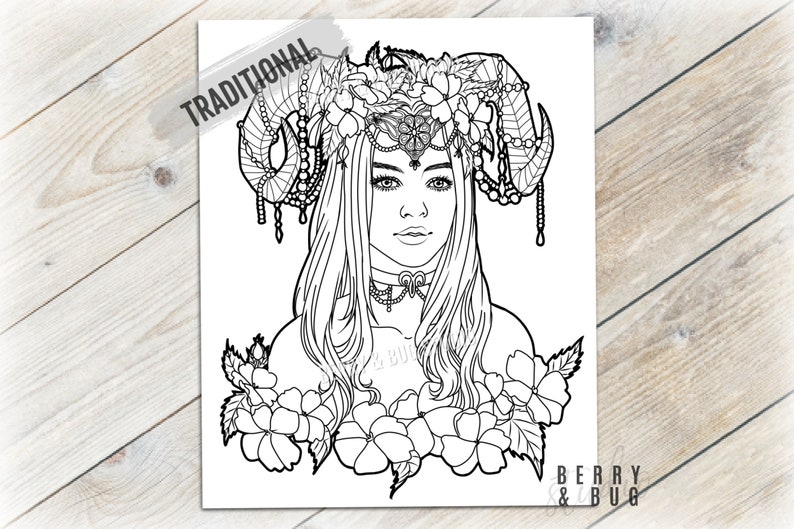 Download Aries Zodiac Coloring Page Printable Adult Coloring Page | Etsy