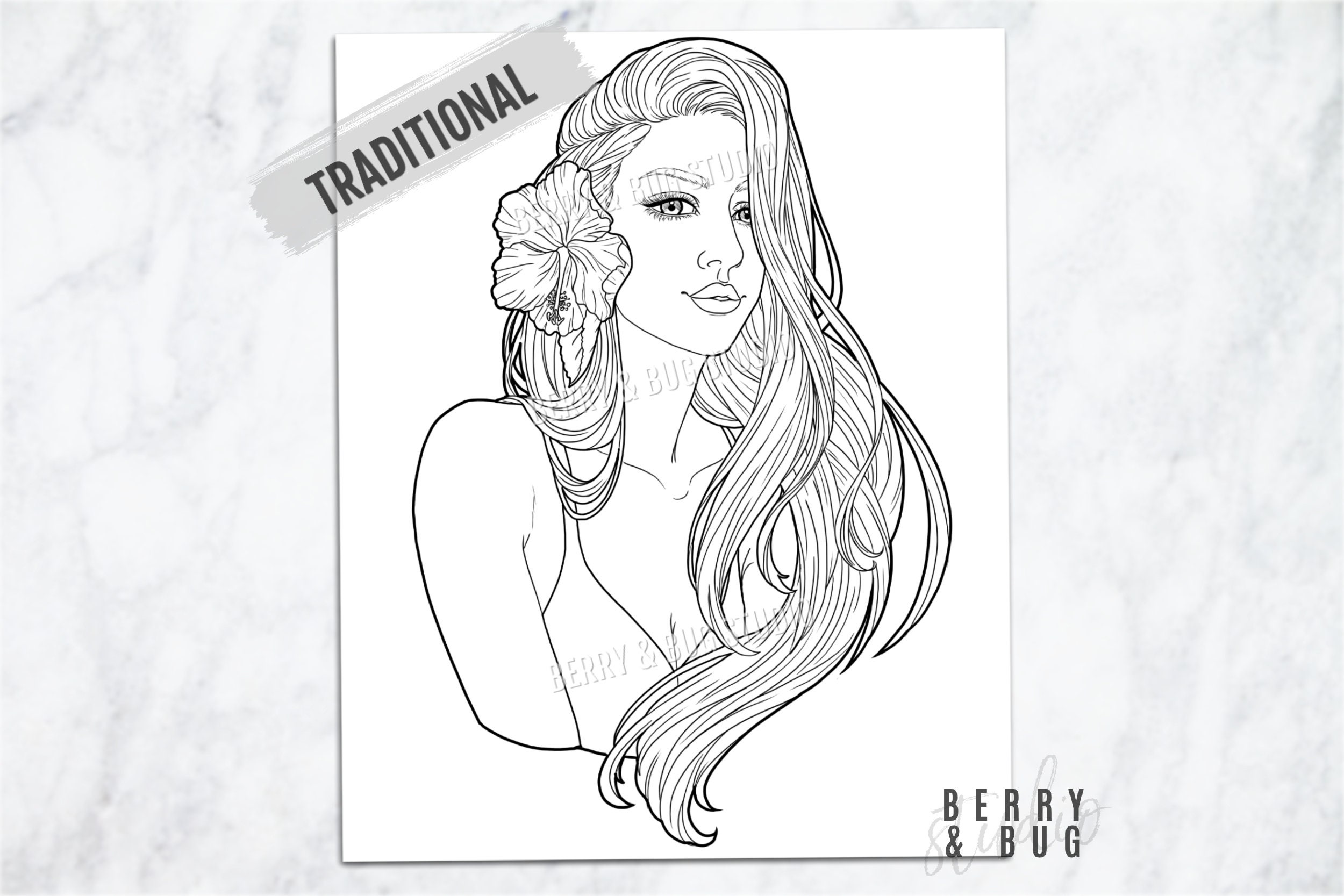 Adult Coloring Page Woman Portrait Coloring Book | Etsy