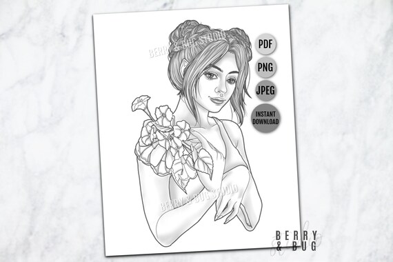 Grayscale Coloring Page Instant Download Coloring Page | Etsy