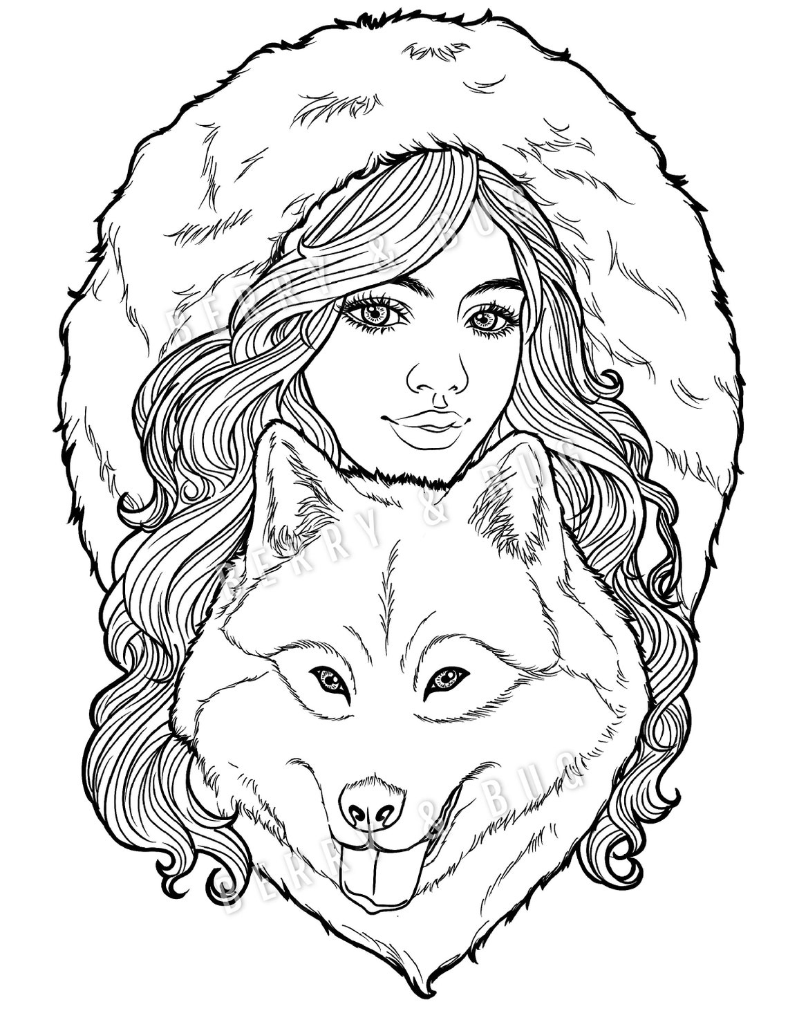 Adult Coloring Page Wolf Portrait Coloring Book - Etsy