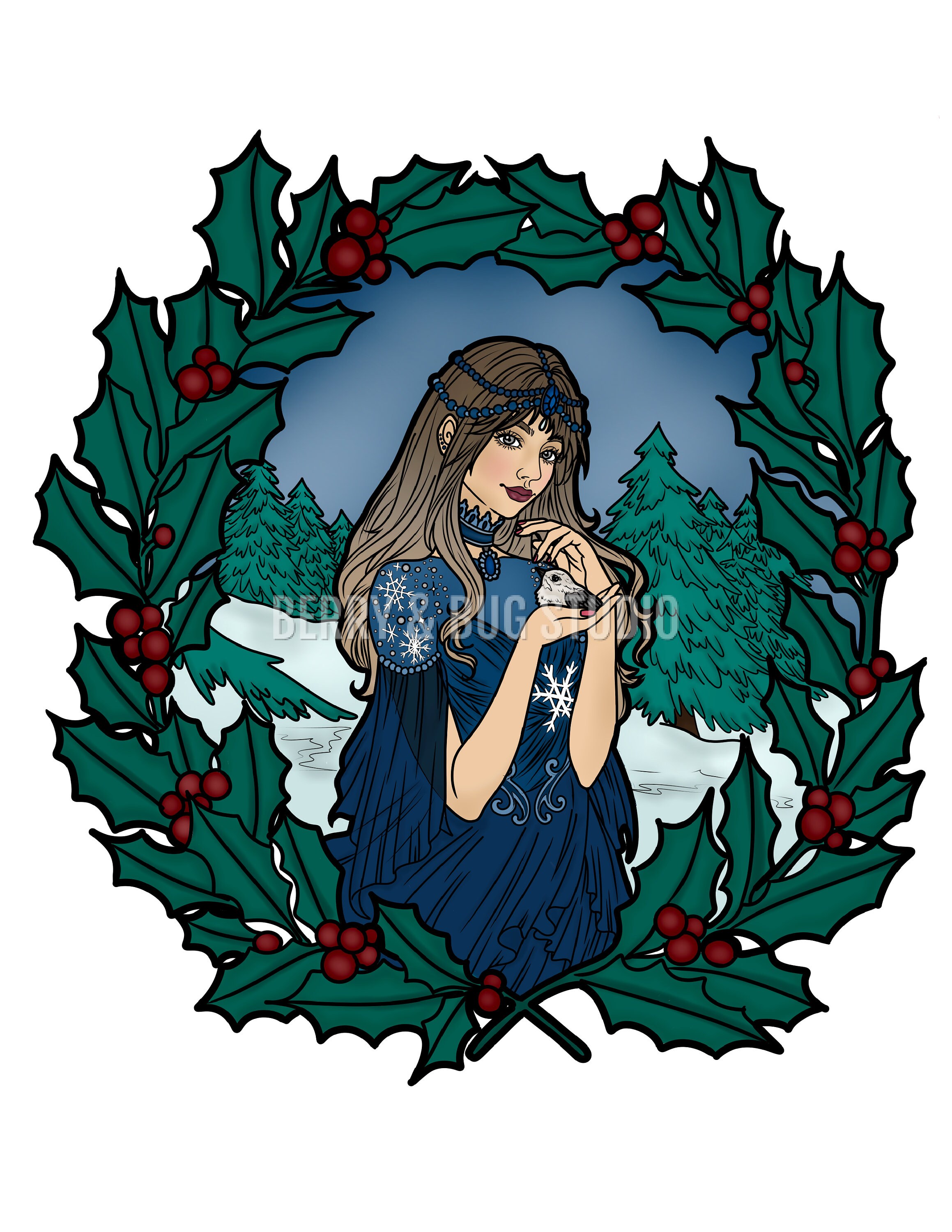 Holly Printable Adult Coloring Page Anti Stress Adults - Etsy