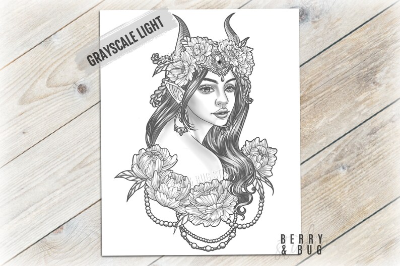 Lilith Demon Girl Coloring Page Printable Adult Coloring | Etsy