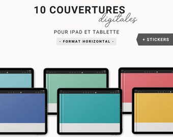 10 couvertures numériques format horizontal pour carnet et planner digital sur Ipad et tablette