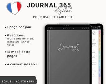 Journal Digital 365 Pastel pour iPad et Tablette avec des pages pointillées / dotted - Stickers et guide débutant en français inclus