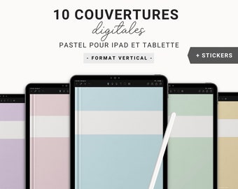 10 couvertures couleur Pastel pour carnet numérique, planner et journal digital sur iPad et tablette - page de garde format vertical