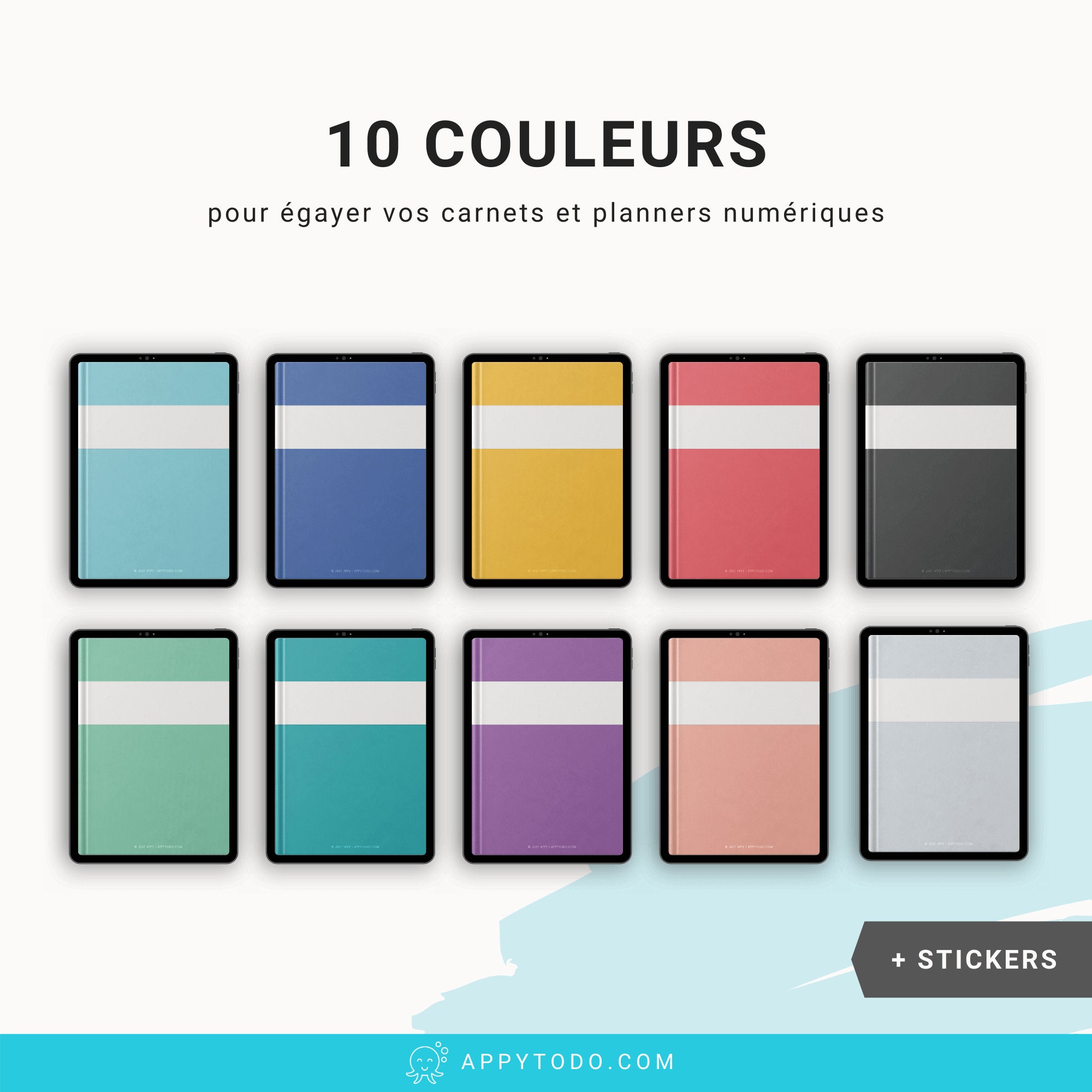 10 couvertures couleur pastel pour carnet digital - format portrait –  appytodo