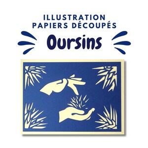 illustration papiers découpés bicolore oursins piquants