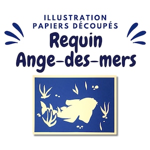 Illustration papiers découpés bicolore requin ange des mers poisson