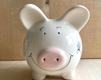 personalized piggy bank, ceramic piggy bank with name, christening gift, first birthday,