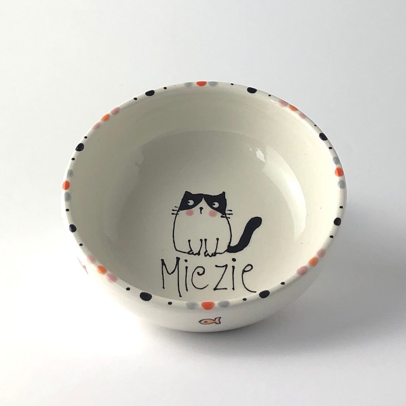 Personalized Ceramic Cat Bowl Etsy