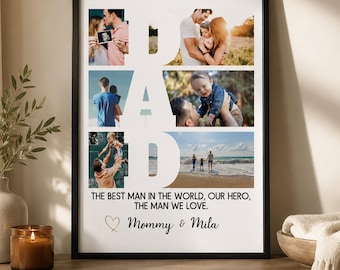 Dad Photo Collage, Personalized Dad Photo Print, Xmas Gift For Dad, Papa Present, Father's Day Gift, Dad Gift, Printable Template. FD02