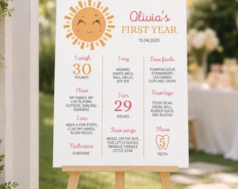 EDITABLE First Trip Around The Sun Birthday Milestone, Sunshine Milestone Board, Sunshine Birthday Milestone Sign, Instant Download. S018