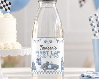 Race Car Birthday Party Water Bottle Labels, Race Car Birthday Decoration, Racing Party Water Bottle Wrapper Template. R016