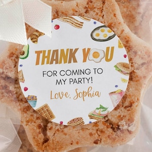 EDITABLE Brunch Birthday Party Thank You Tag, Girl First Birthday Favor Label, Breakfast & Brunch Party Favors Gift Tag, Printable. B020