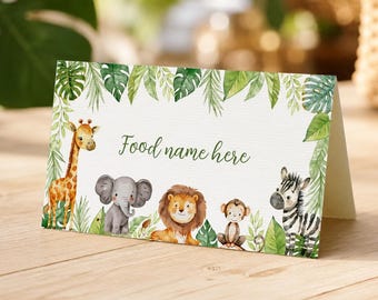 EDITABLE Safari 1st Birthday Tent Card, Wild One Birthday Decorations Place Cards, Wild One Party Decor Buffet Labels, Instant Download A008