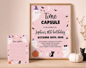 EDITABLE Spooky One Birthday Time Capsule Template, Halloween 1st Birthday Time Capsule Sign, Time Capsule Notes, Instant Download. HA01