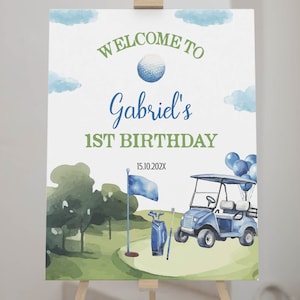 EDITABLE Golf Birthday Welcome Sign, Hole In One Birthday Welcome Sign, Golf Birthday Party Decor, Let&#39;s Par-tee, Printable Template. G004