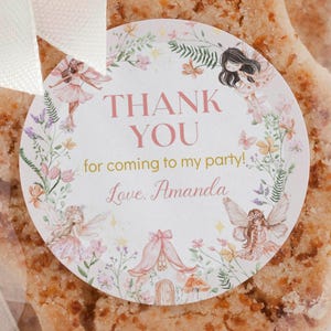 Fairy Birthday Party Thank You Tags, Fairy First Birthday Favor Label, Garden Party Favor, Printable Template, Instant Download. F023